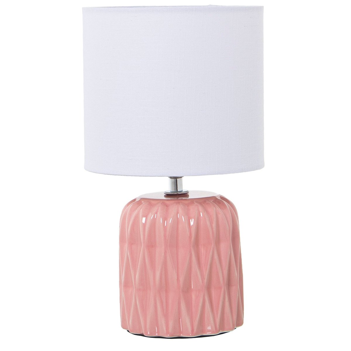 Lampe à poser en céramique rose et abat-jour beige 17x17x30cm rose, WADIGA