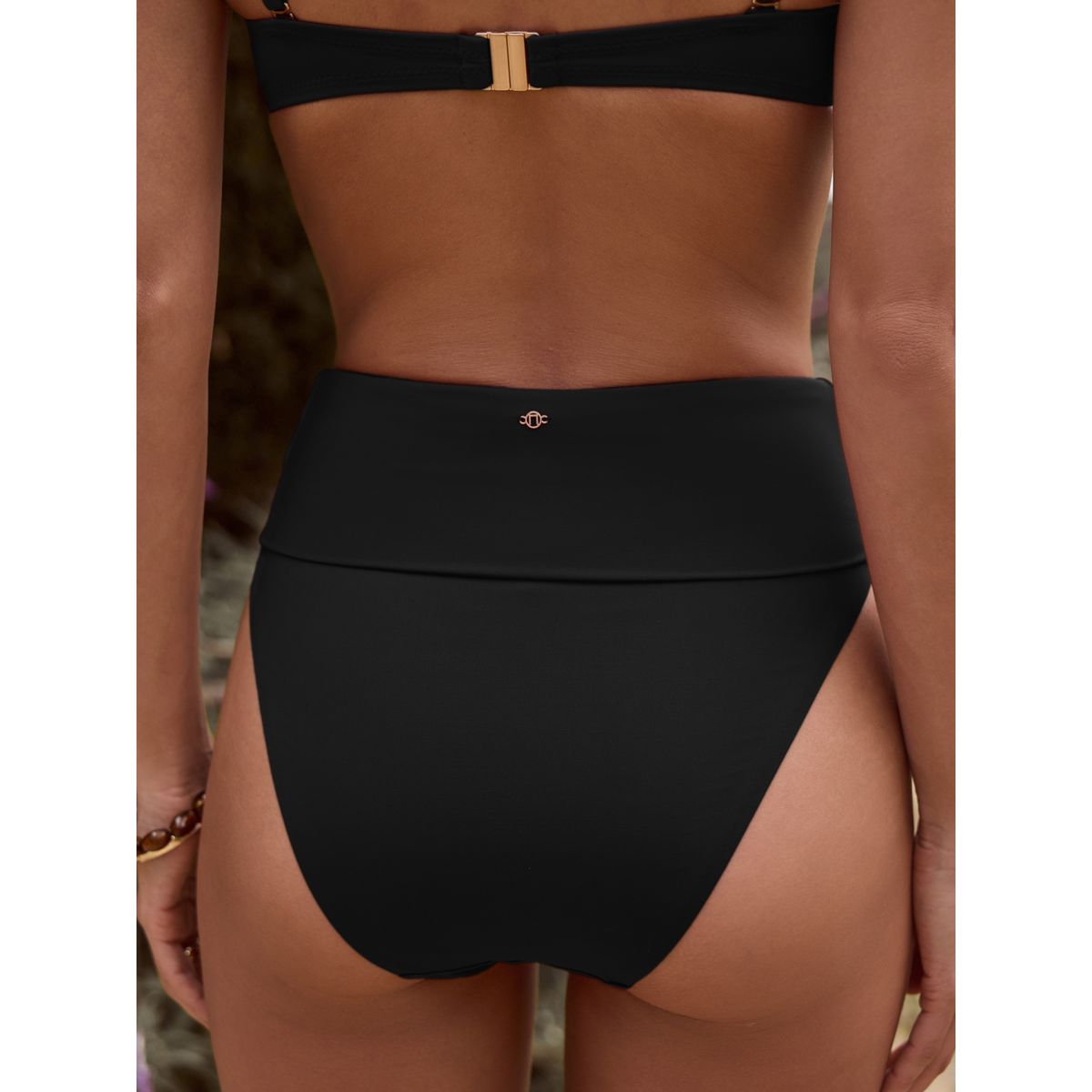 Bas de bikini à haut roulé noir, NEXT