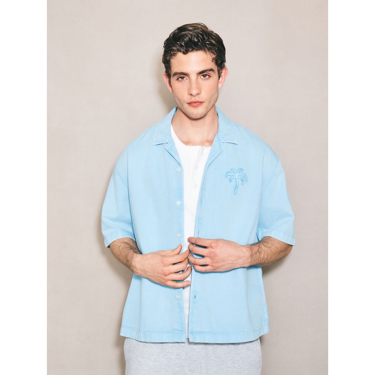 Chemise à manches courtes et motif edit bleu, NEXT