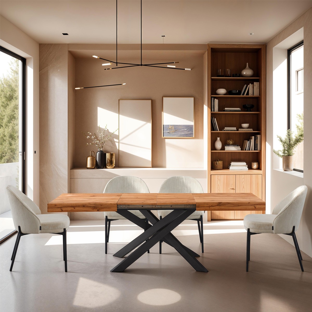 Table à manger extensible décor bois 4/8 personnes - ELENA bois, HOMIFAB