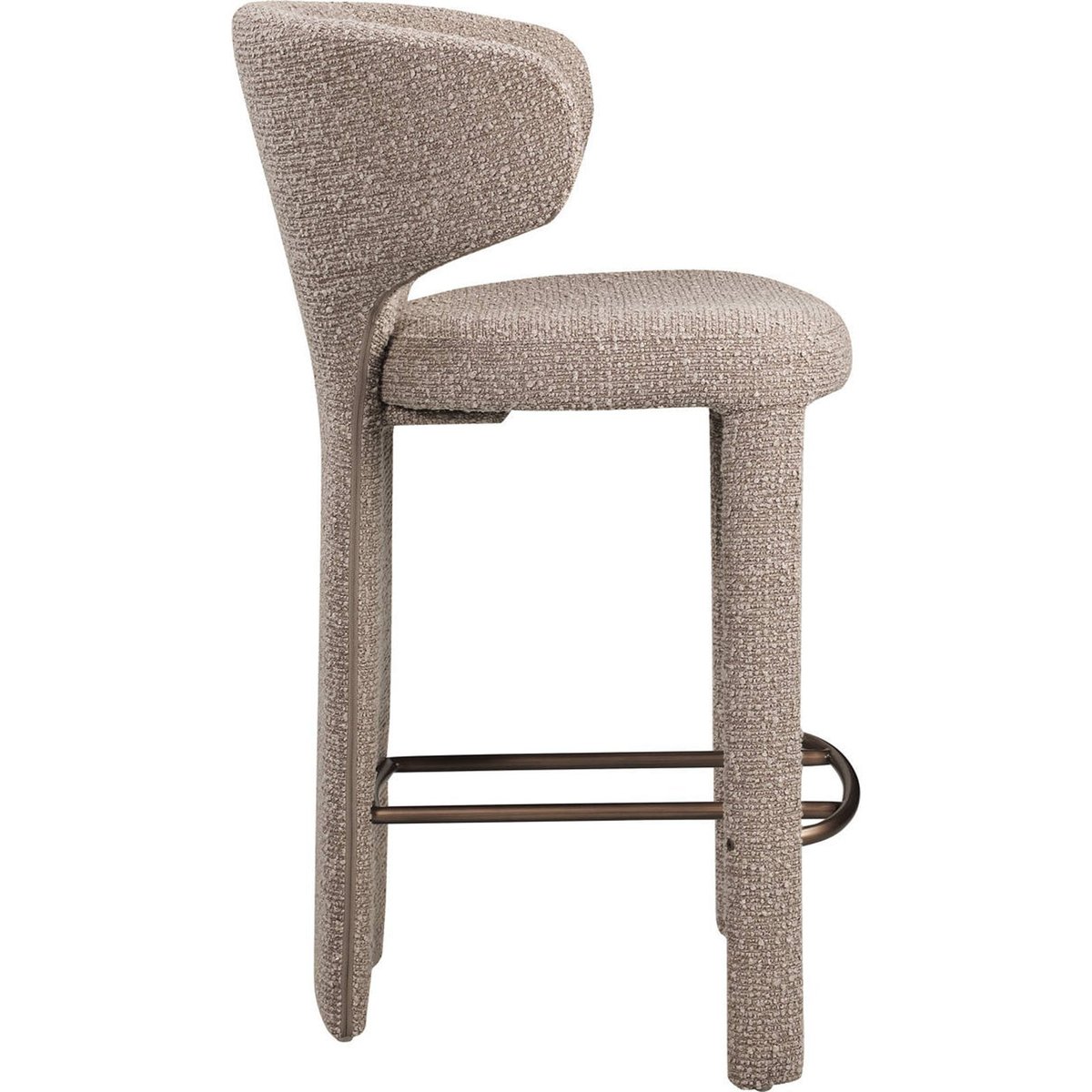 Tabouret de comptoir texturé moka chiné, RECOLLECTION