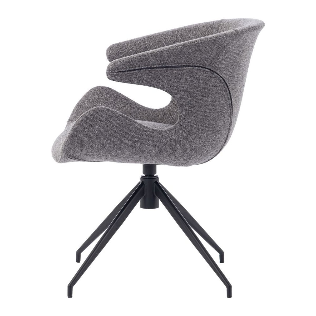 Chaise repas accoudoir tissu gris foncé, ZAGO