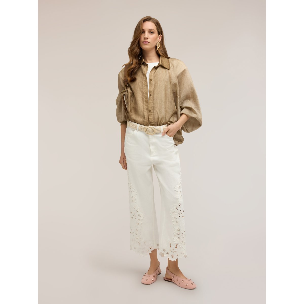 Chemise oversize. beige, MOTIVI