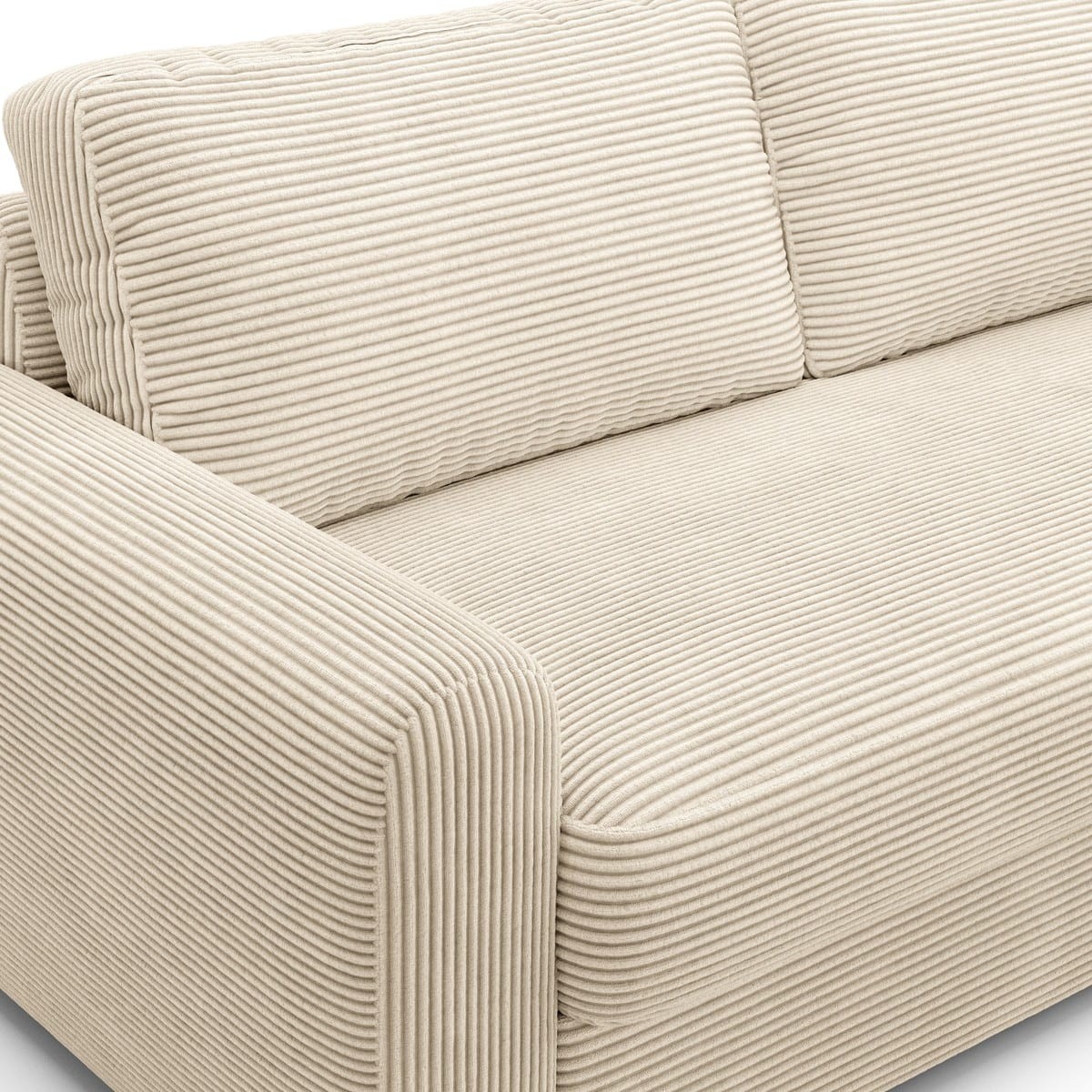 Canapé droit convertible 3 places en velours côtelé - ouverture express - SALVIA beige, HOMIFAB