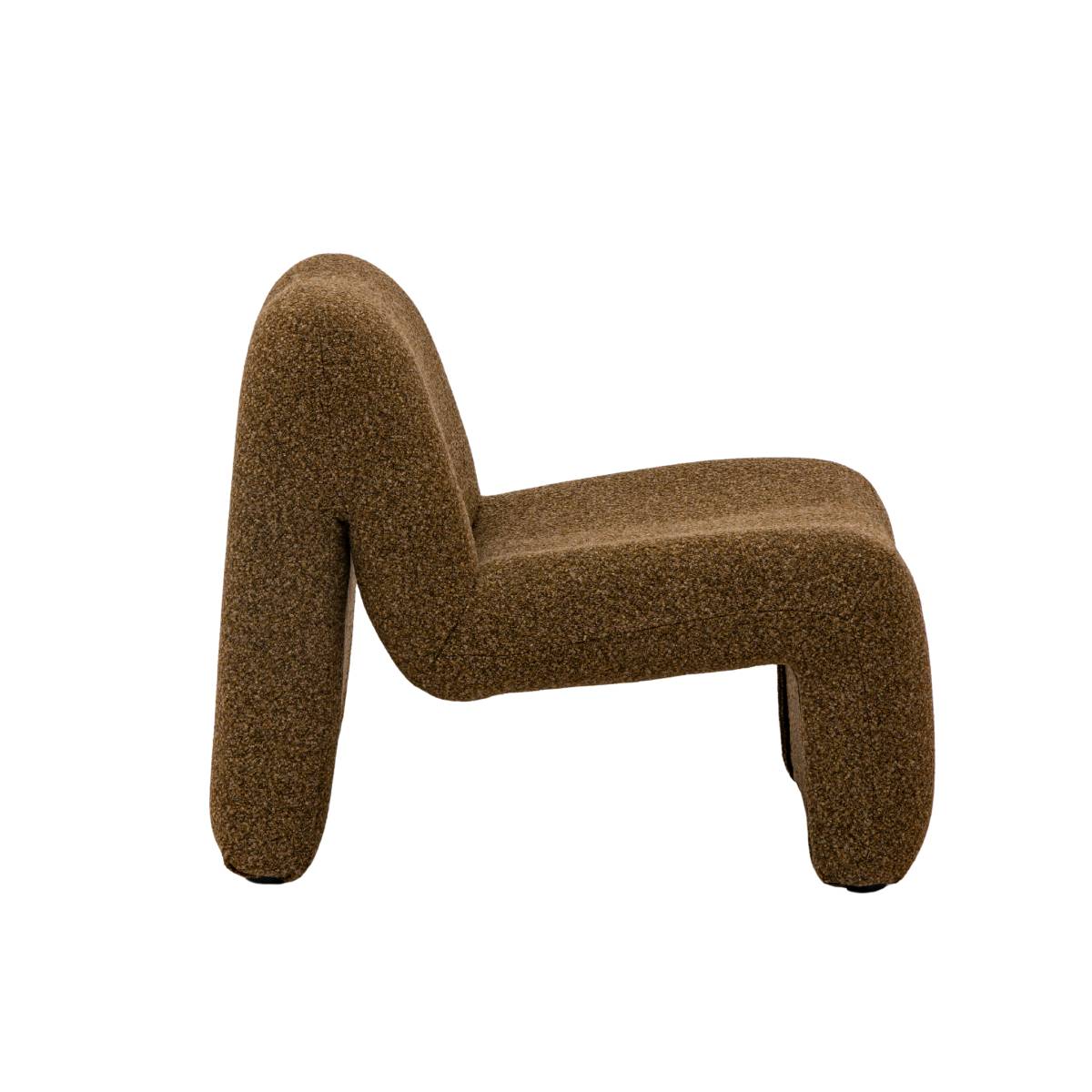 Fauteuil en tissu bouclette LUDOVIC marron, MADE IN MEUBLES 