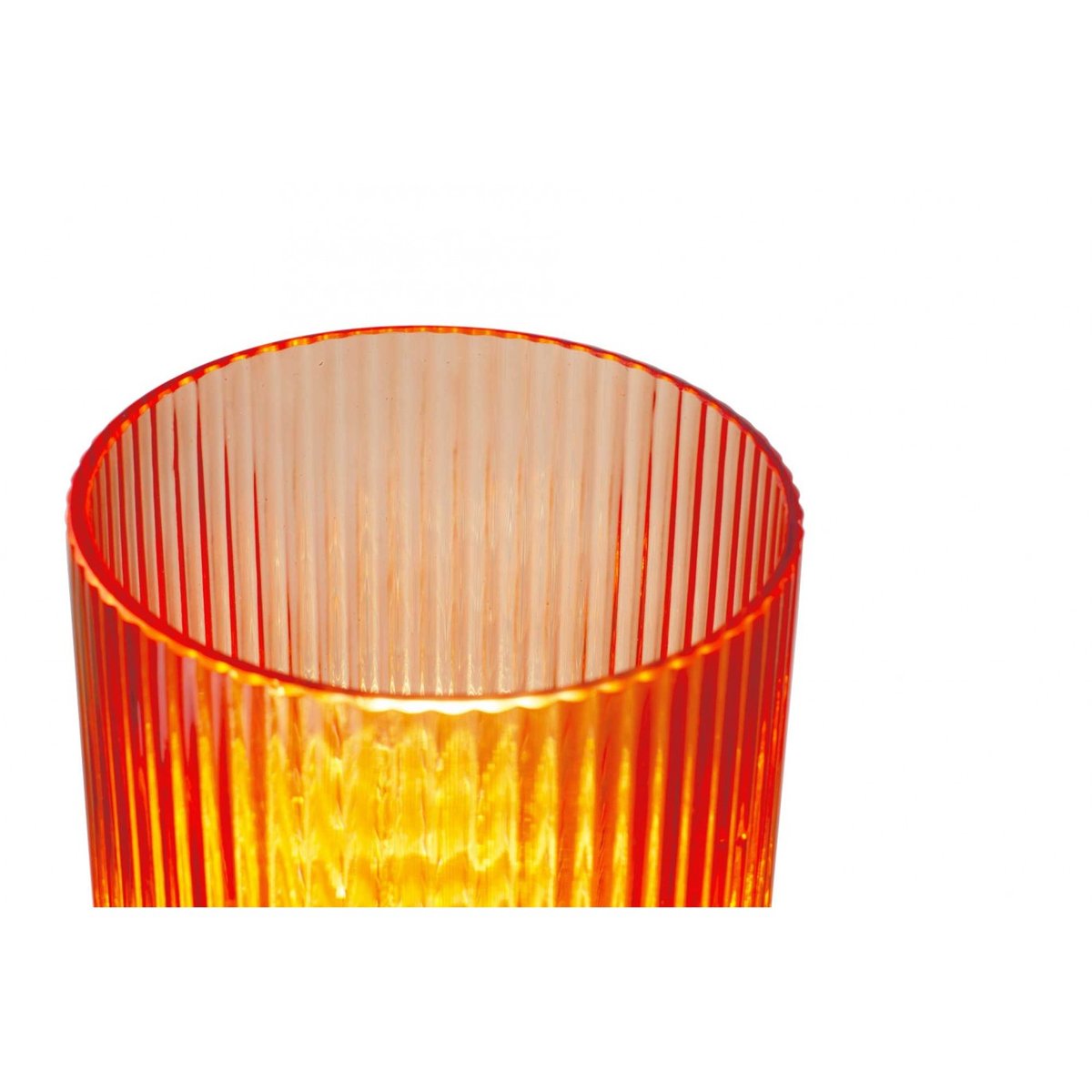 Lampe à poser en verre strié, CHARMY rouge, C-CREATION
