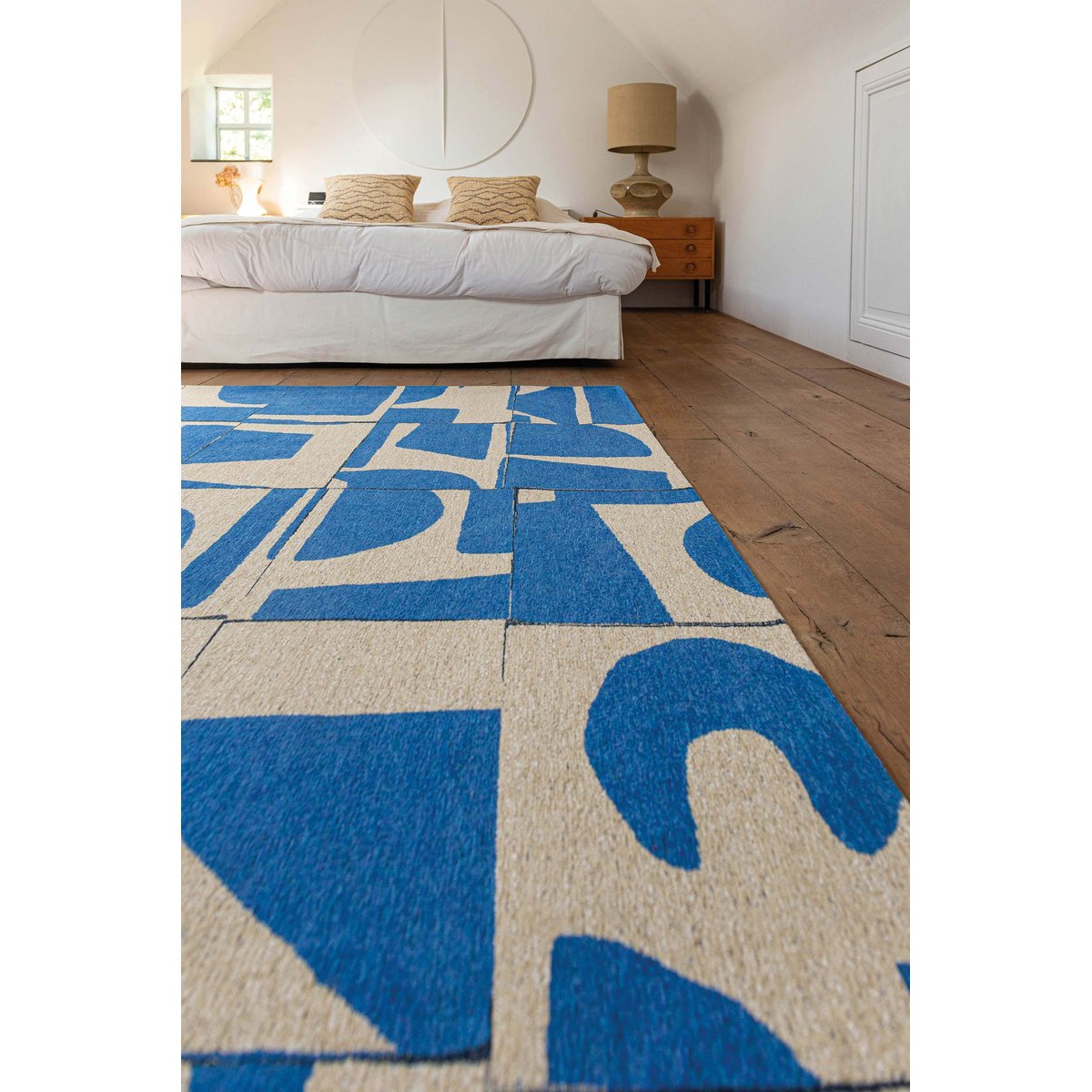 Tapis de salon et chambre tissé plat SCRATCH bleu, NOVATREND