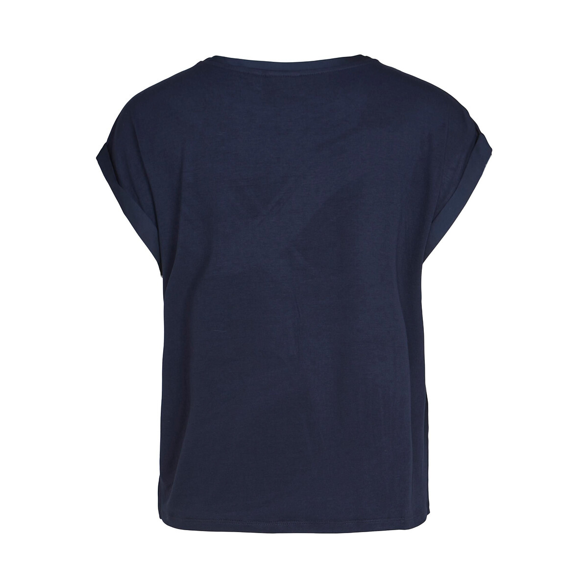 Satin Crew Neck T-Shirt navy, VILA