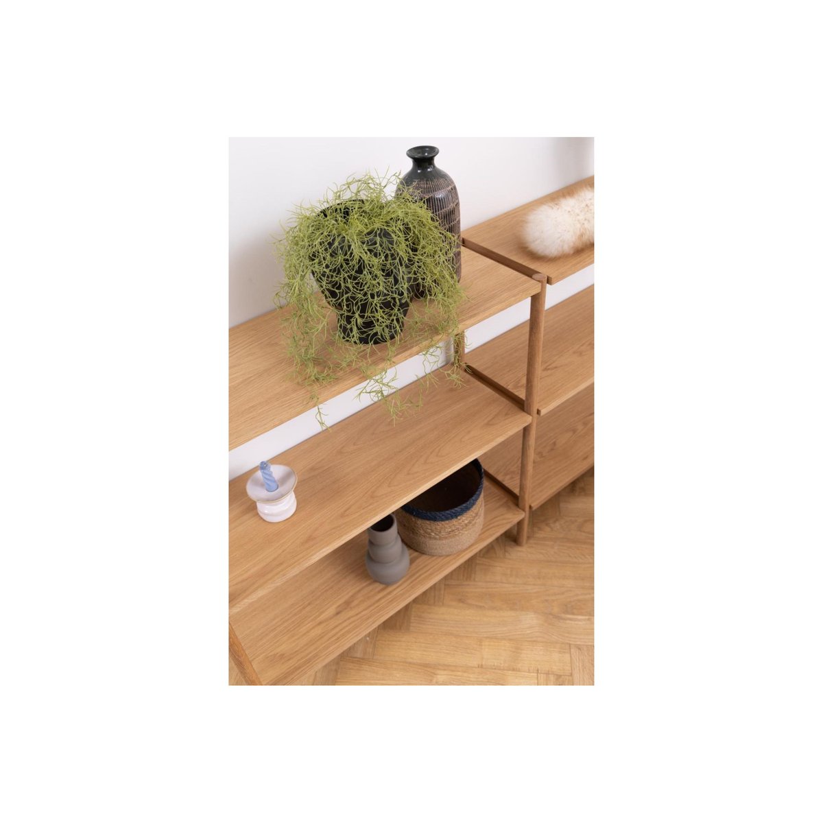 Bibliothèque basse scandinave en chêne clair 4 tablettes - BRENDA bois clair, HELLIN, DEPUIS 1862