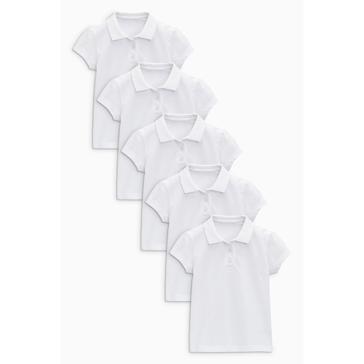 Polo coton fille, lot de 5 blanc, NEXT