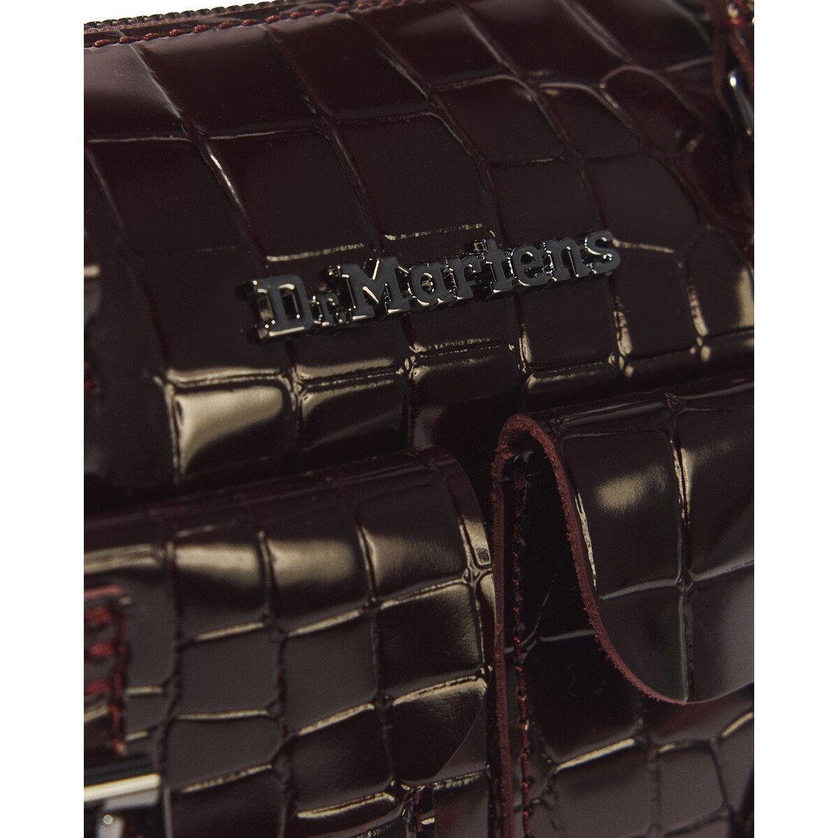 Sac à main en cuir avec anses bordeaux, DR. MARTENS