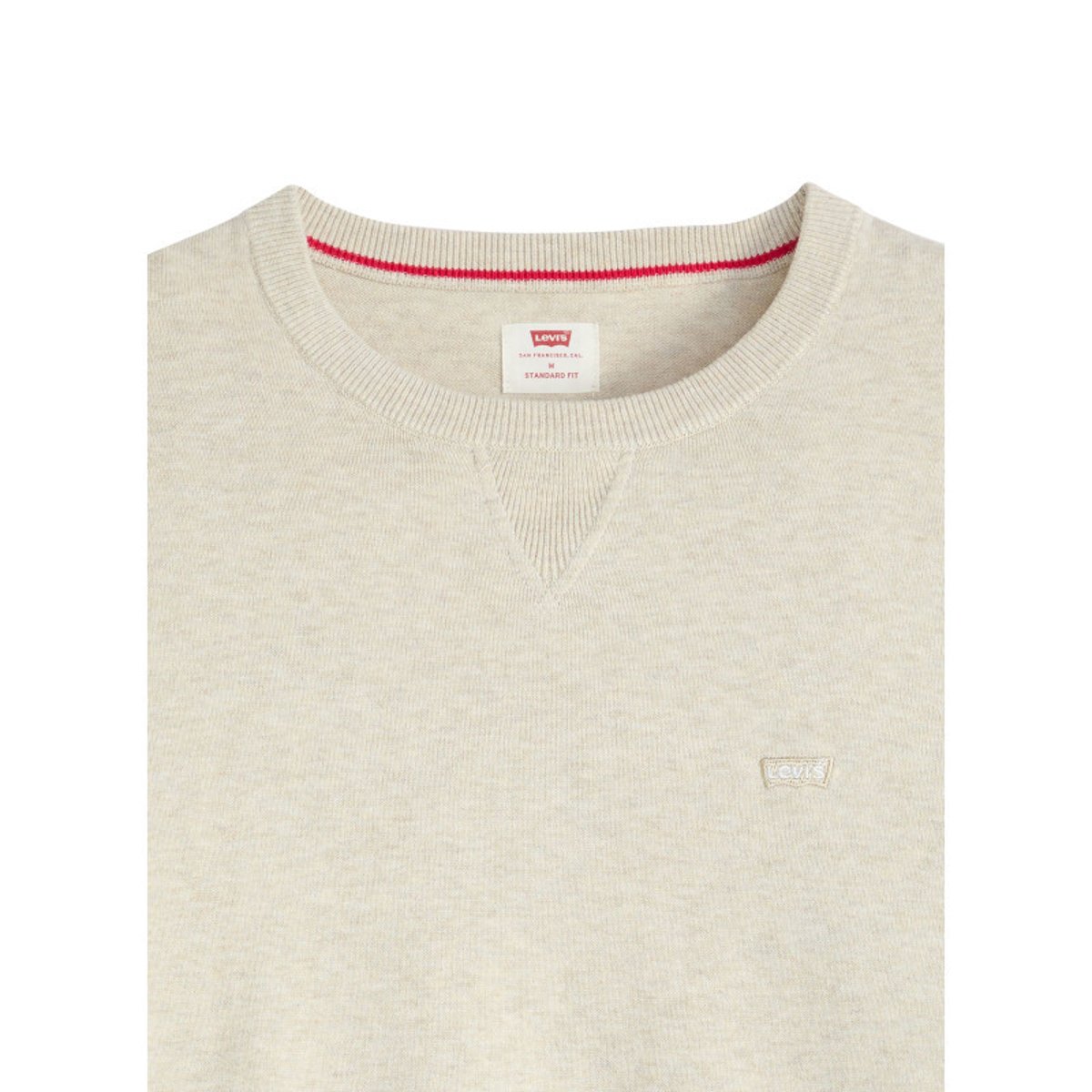 Pull en coton beige uni avec un col rond et des manches longues beige, LEVI'S