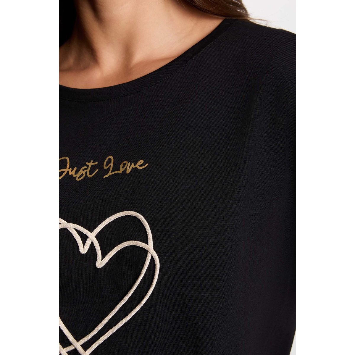 T-shirt brodé noir, MORGAN