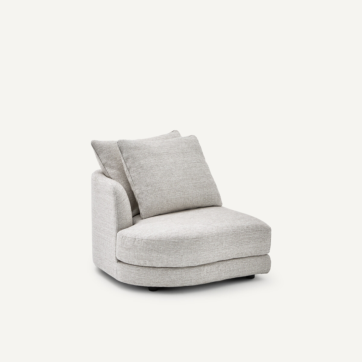 Demi-canapé gauche, arrondi, modulable en toile jaspée, TIBERIO gris/blanc, AM.PM