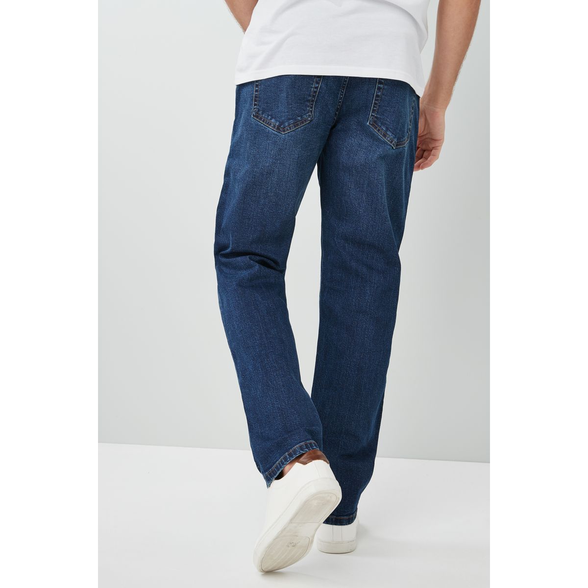 Jean stretch coloré - coupe droite bleu moyen, NEXT