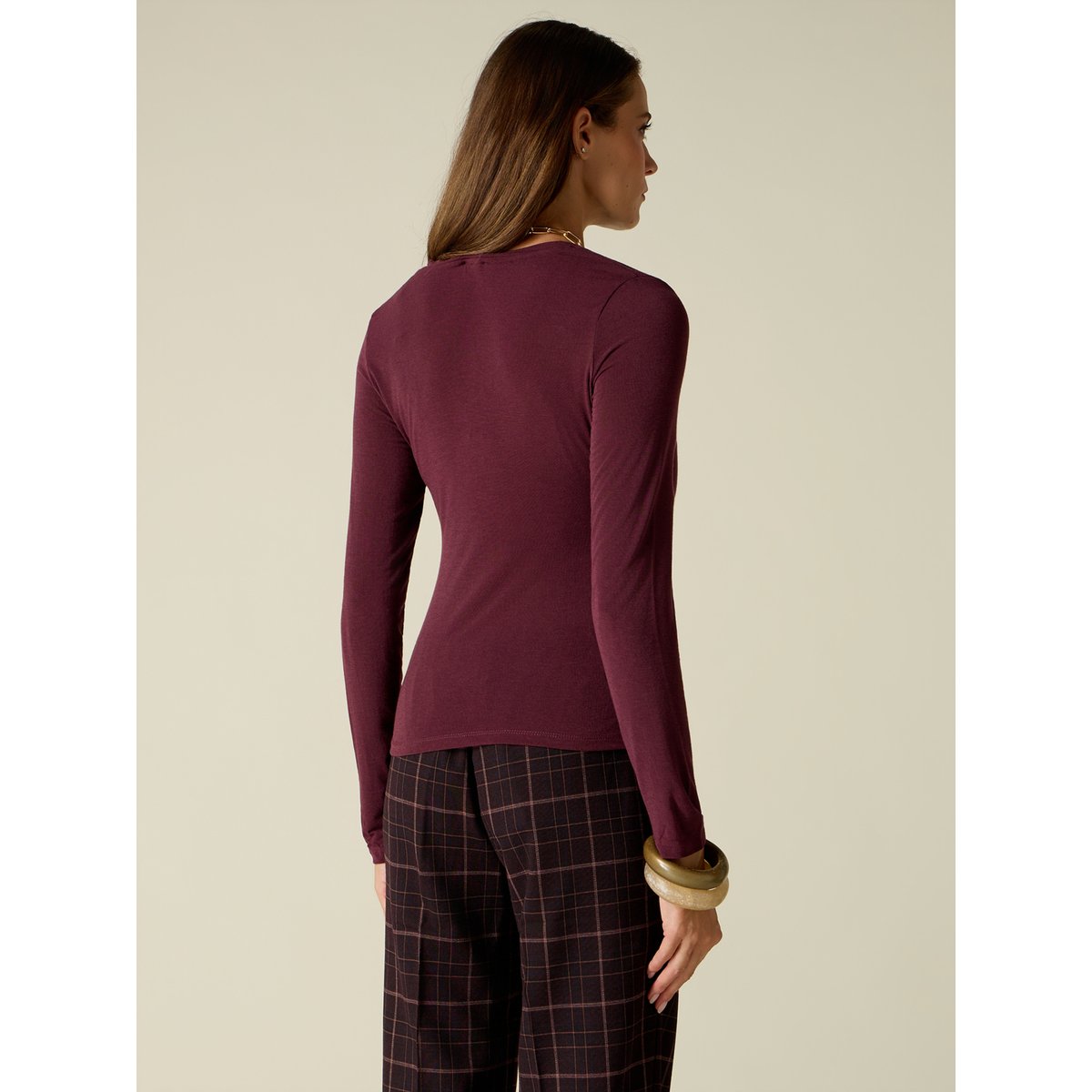 T-shirt col en V burgundy, OLTRE