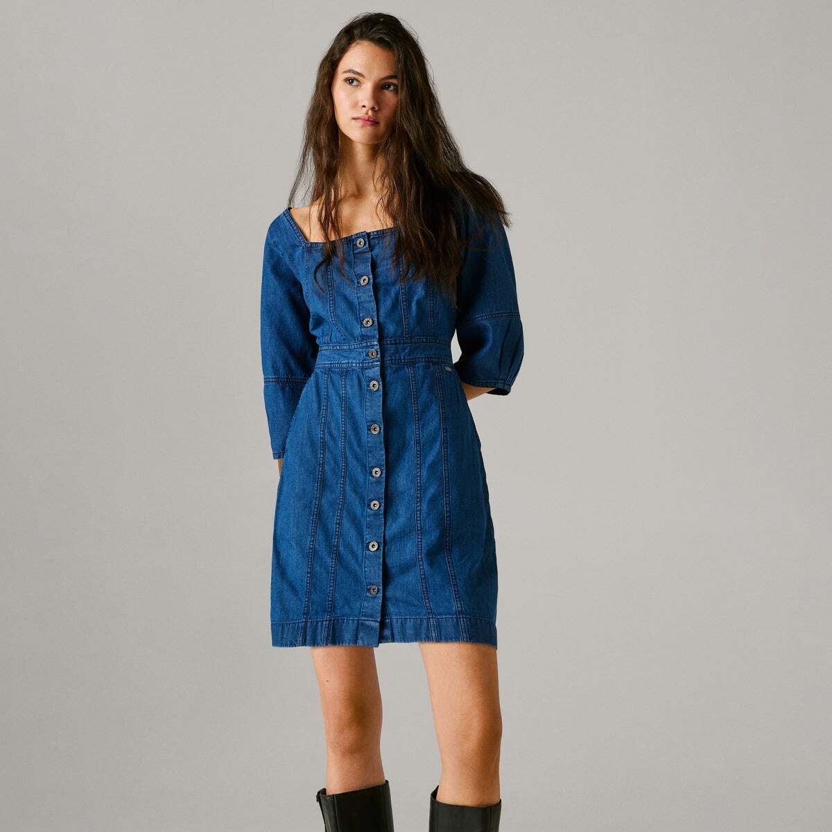 Robe Courte Coupe Regular En Denim 7oz indigo lightweight denim, PEPE JEANS