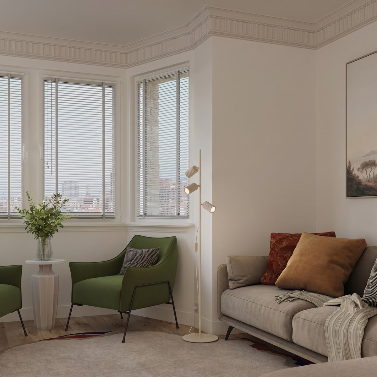 Lampadaire Aluminium Beige GU10 3 KARBON beige, EDEN