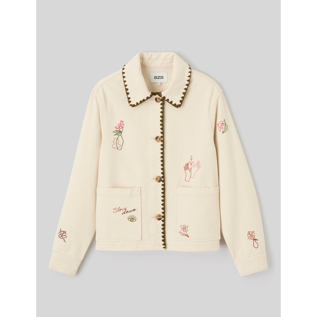 Veste brodée naturel, BZB