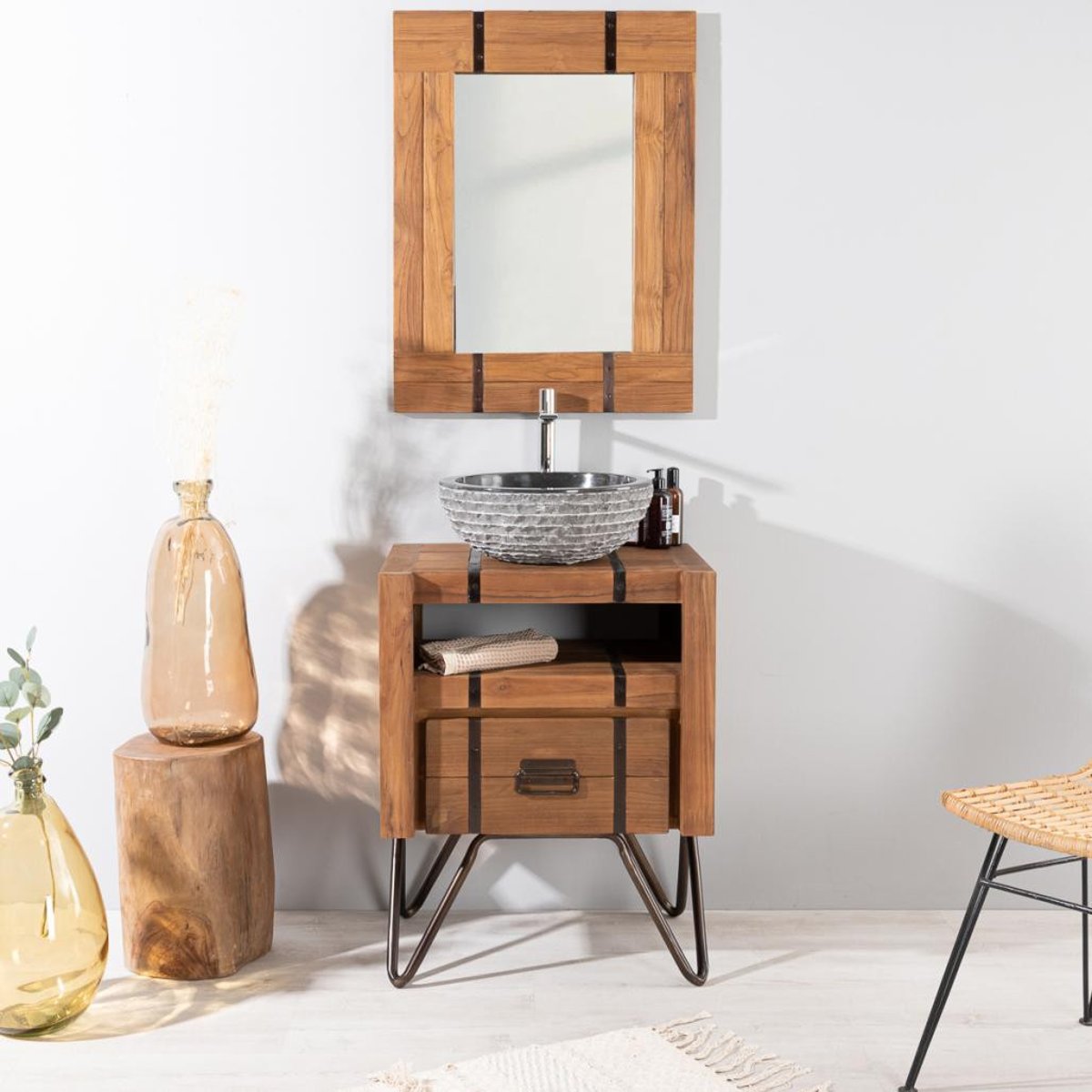 Miroir de rectangle naturel 60x80 LOFT naturel, WANDA COLLECTION