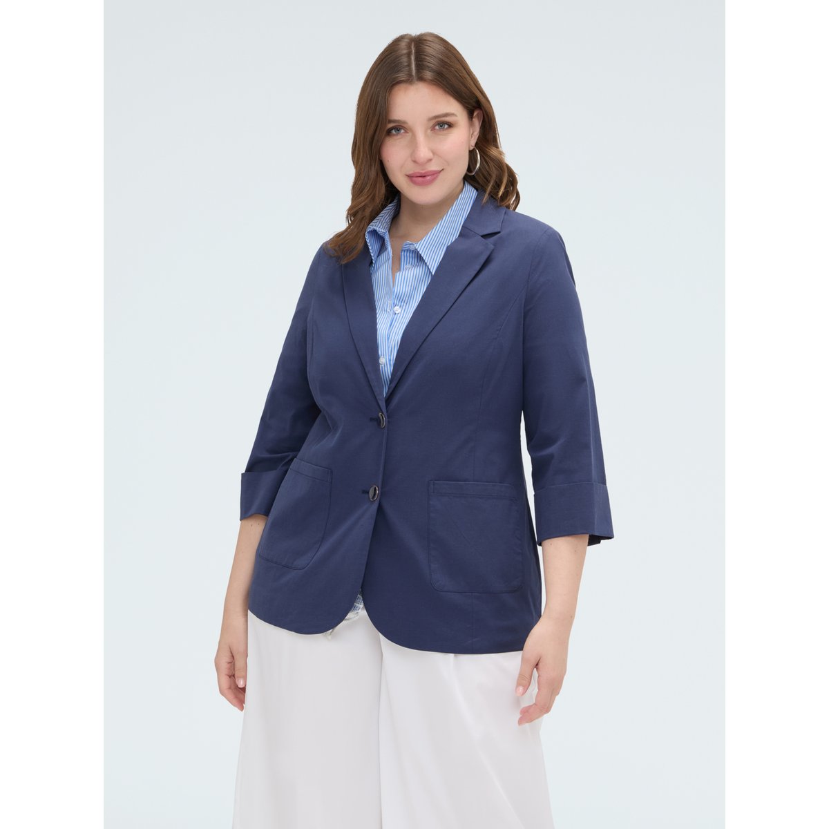 Blazer à manches trois-quarts bleu, FIORELLA RUBINO