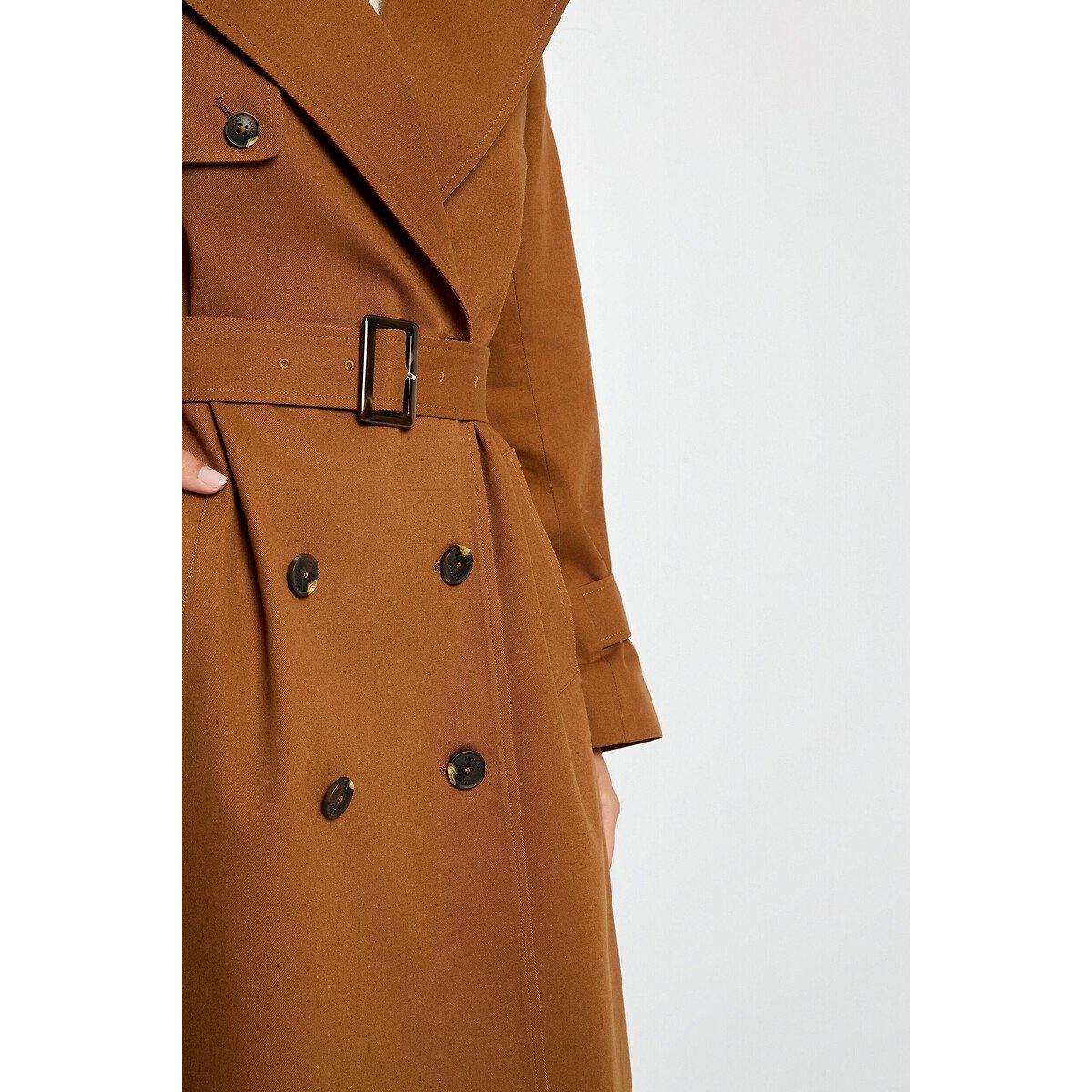 Trench long ceinturé marron, MORGAN