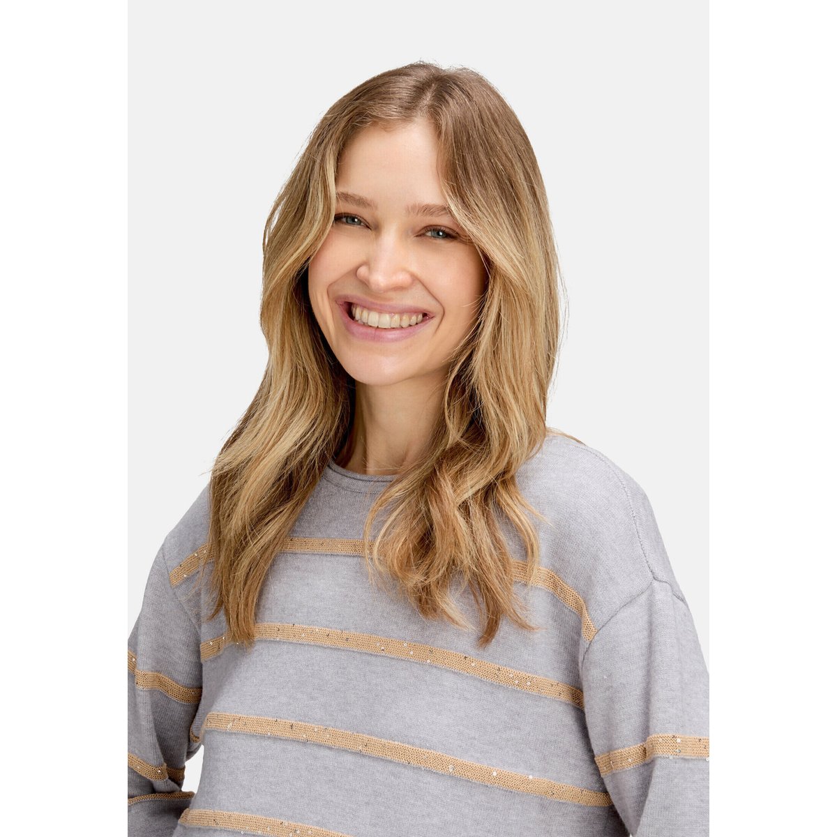 Pull-over en maille à paillettes patch grey/beige, BETTY BARCLAY