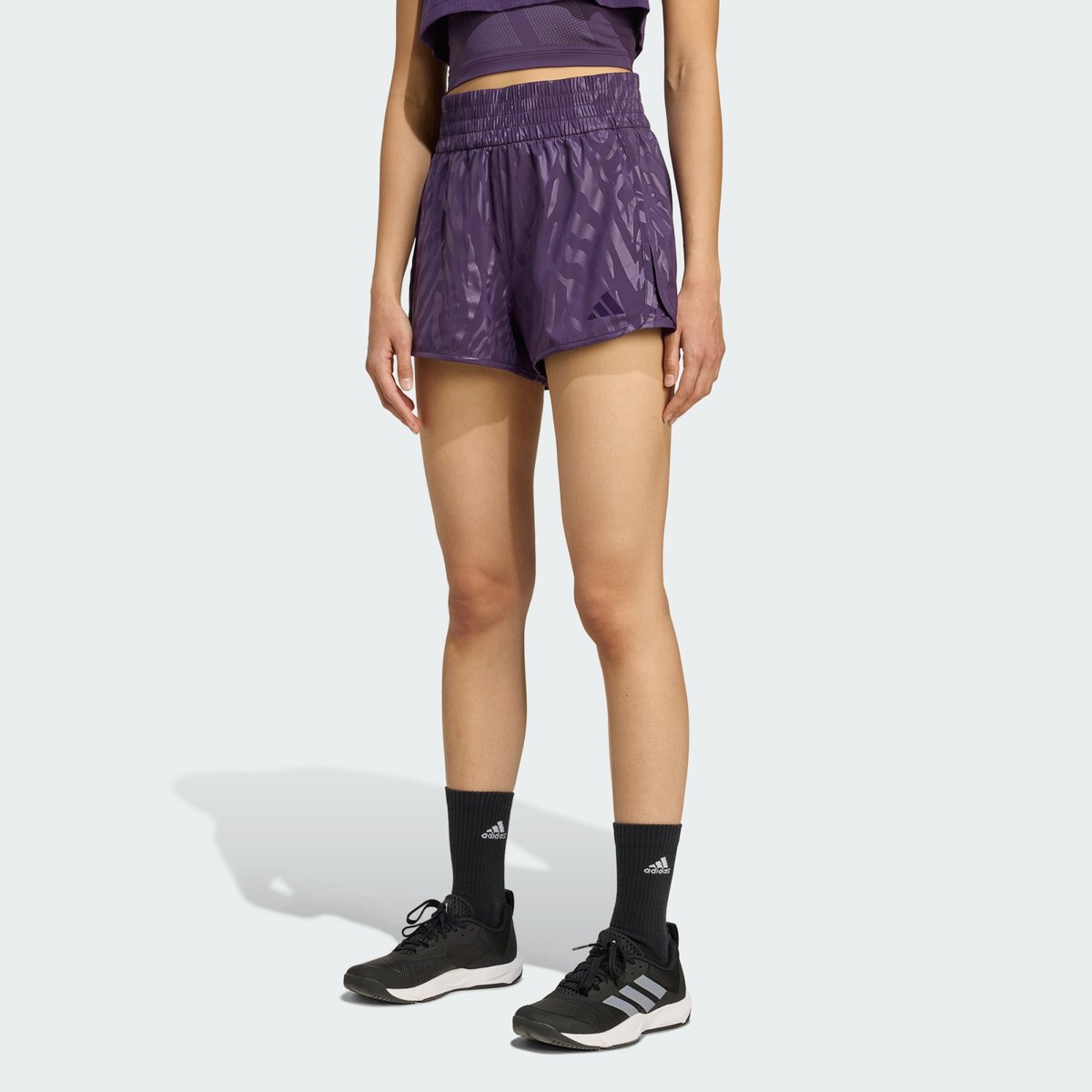 Short De Training Taille Haute Toile Imprimé Intégral Pacer Short De Training Taille Haute Toile Imprimé Intégral Pacer aurora plum, adidas Performance