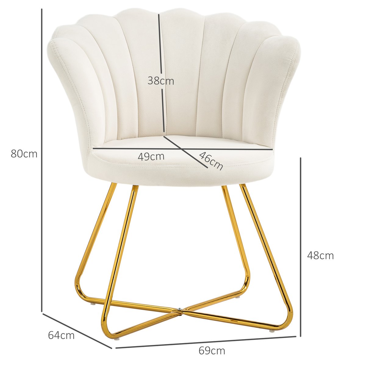 Accent Chair Polyester Crème crème, doré, HOMCOM