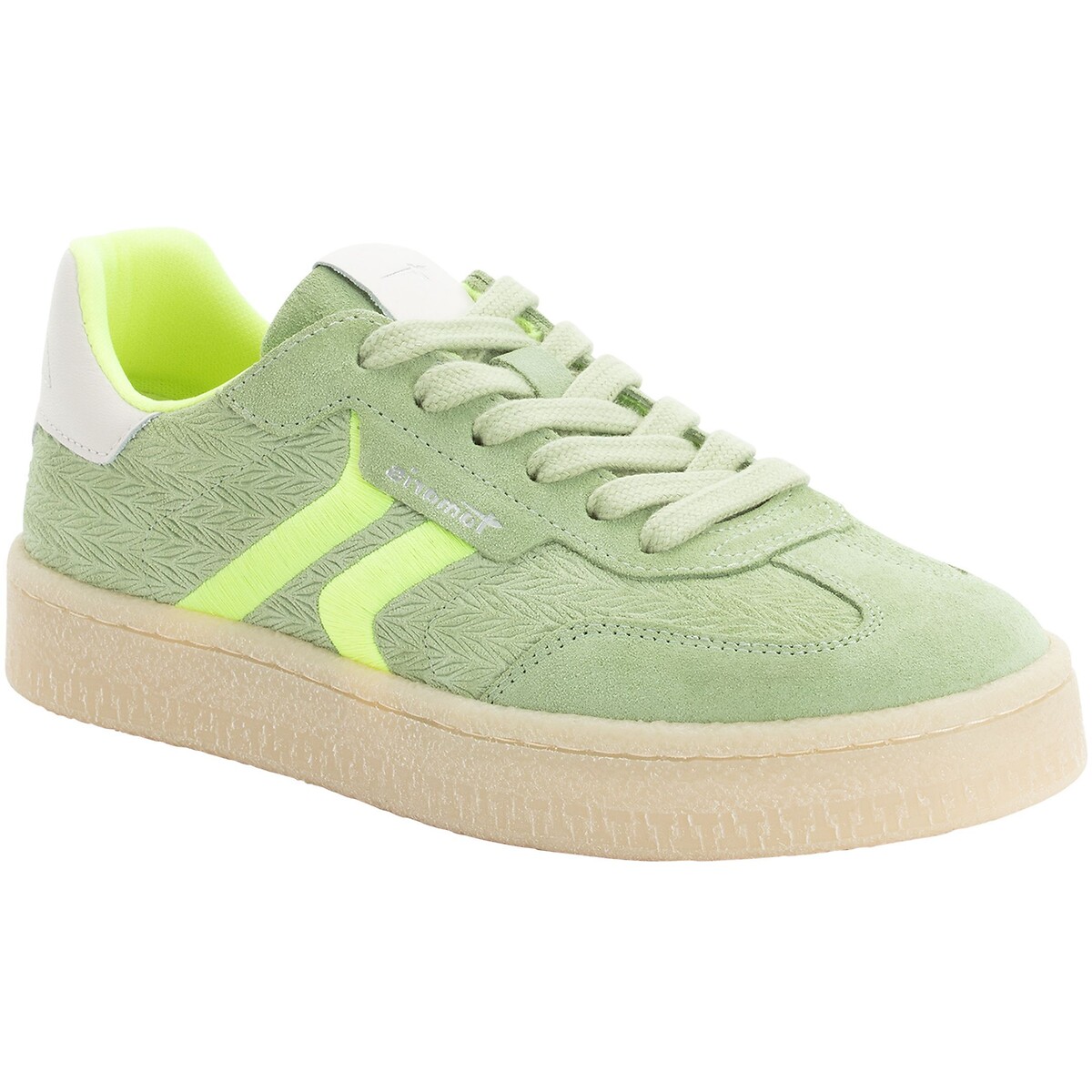 Baskets en cuir, semelle coloris miel vert sauge, TAMARIS