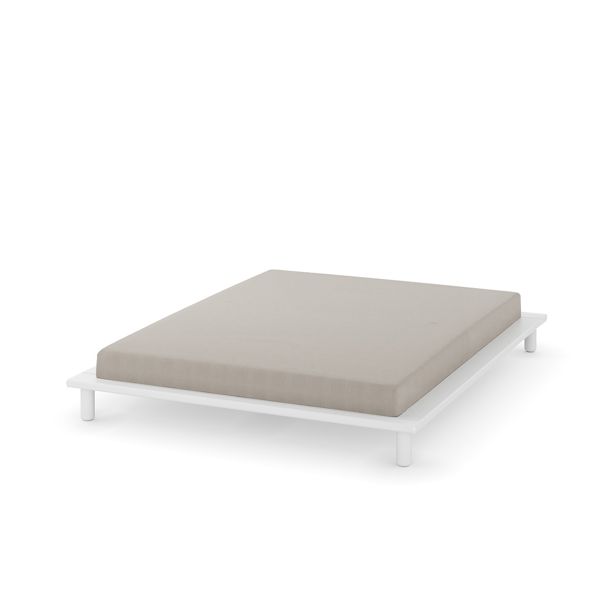 Pack lit 2 places futon avec matelas Bois massif  PAOLO blanc, AKITEN RETAIL
