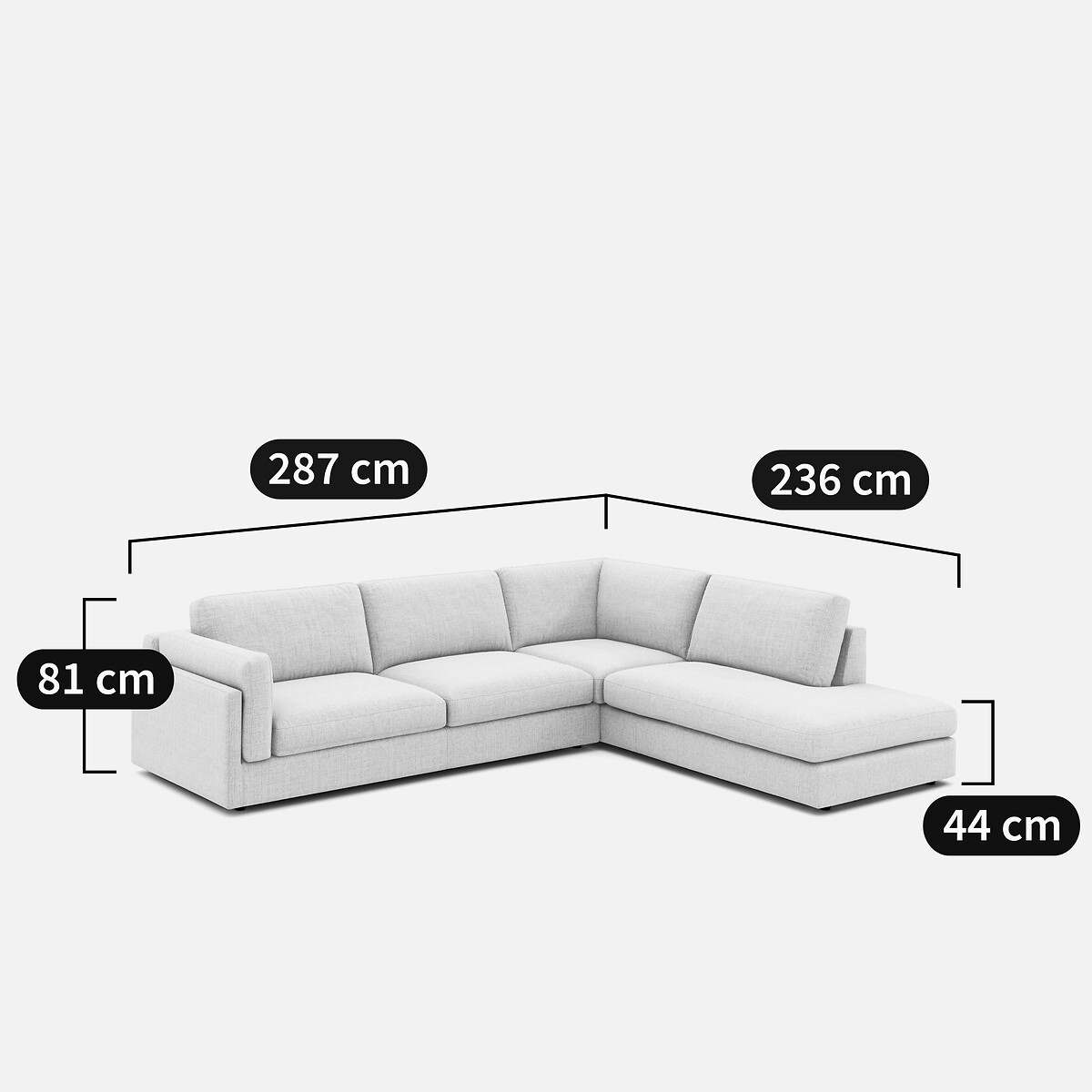 Sofá cama esquinero con chaise longue de tejido jaspeado, CÉSAR vert de minuit, AM.PM