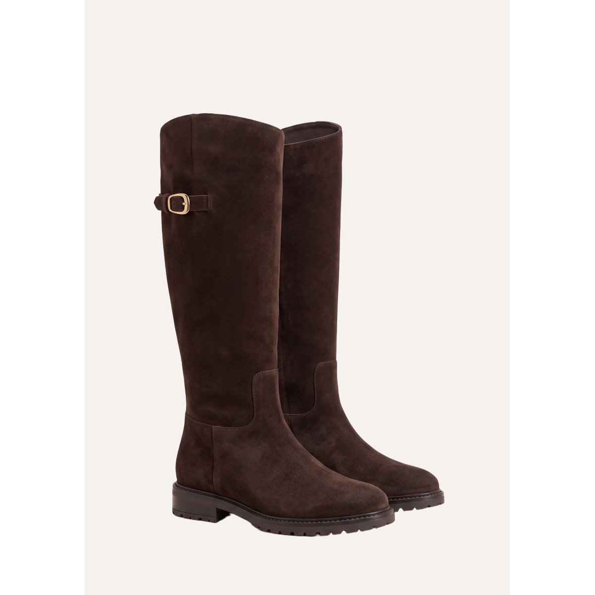Bottes cavalières en cuir suédé ganache, LA FEE MARABOUTEE