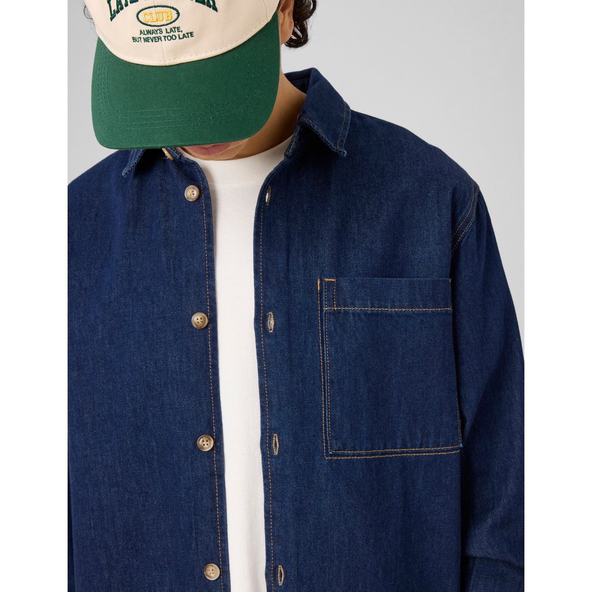 Chemise denim brut bleu moyen, BZB