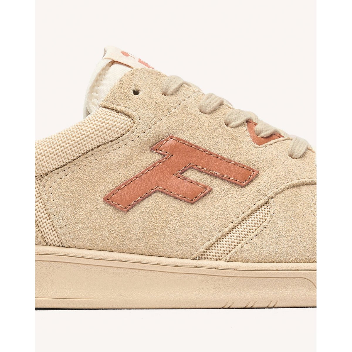 Baskets basses suede tissu PALMER beige et rouille, FAGUO