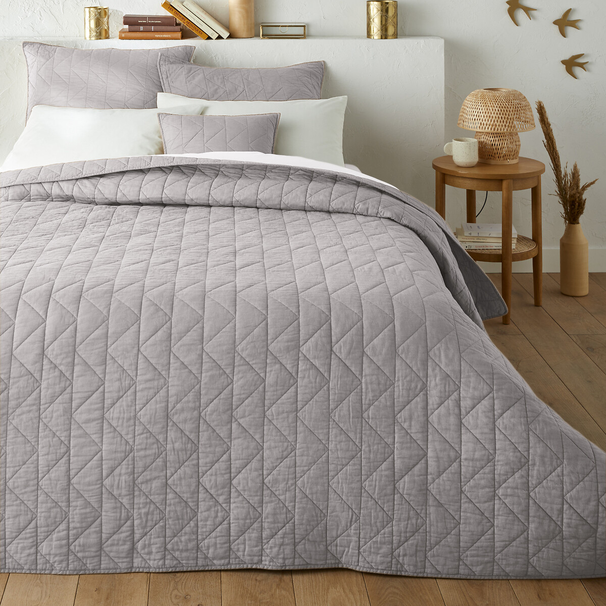 Housse de coussin coton, Zig Zag Scenario anthracite, LA REDOUTE INTERIEURS