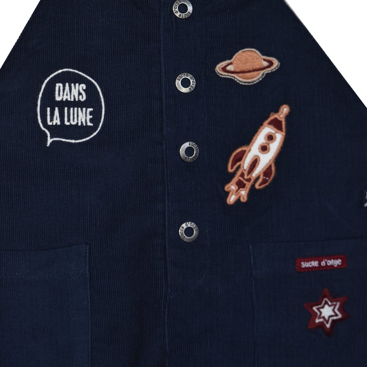 Tee shirt + salopette velours florentin bleu, SUCRE D'ORGE