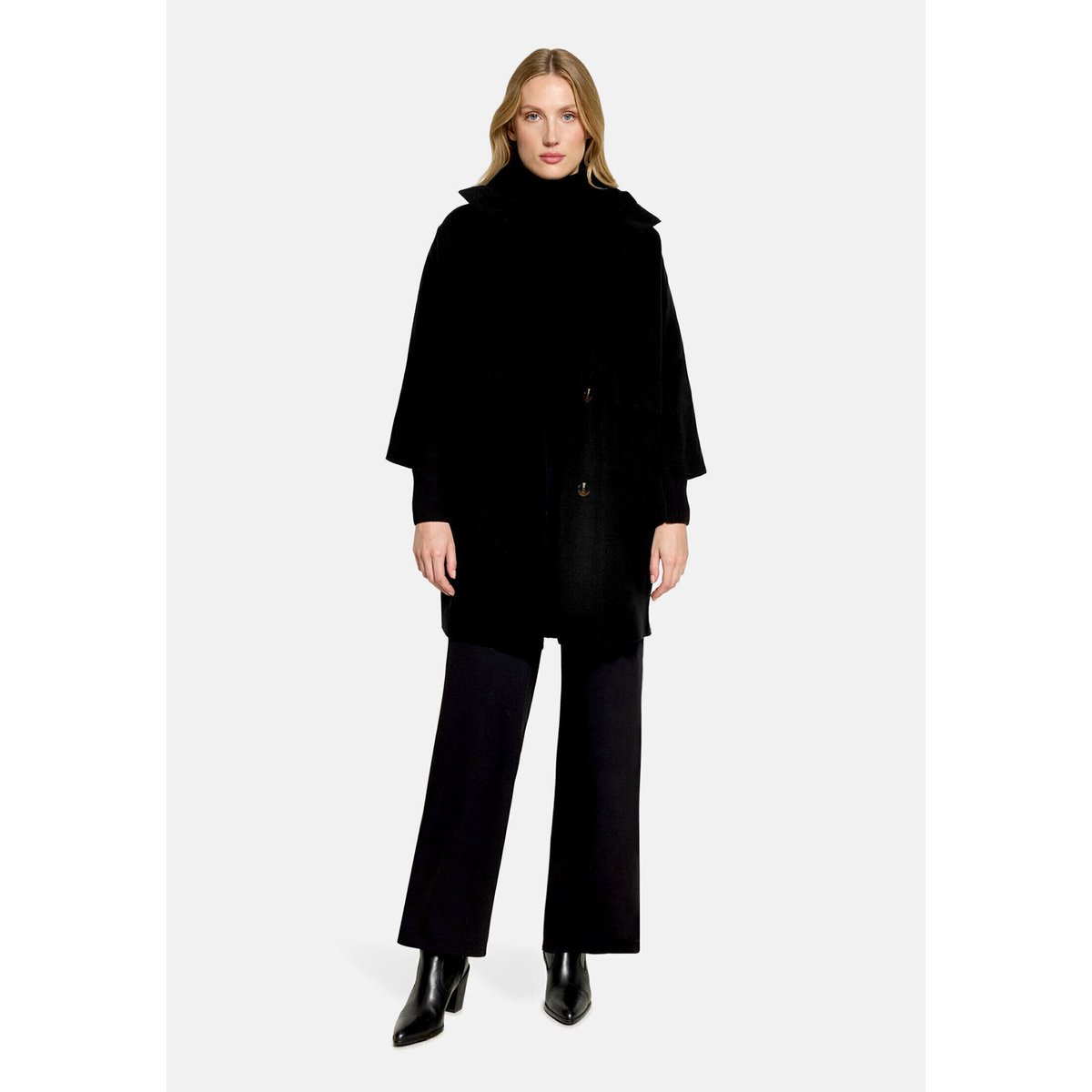 Manteau en laine à détails tricotés noir, BETTY BARCLAY