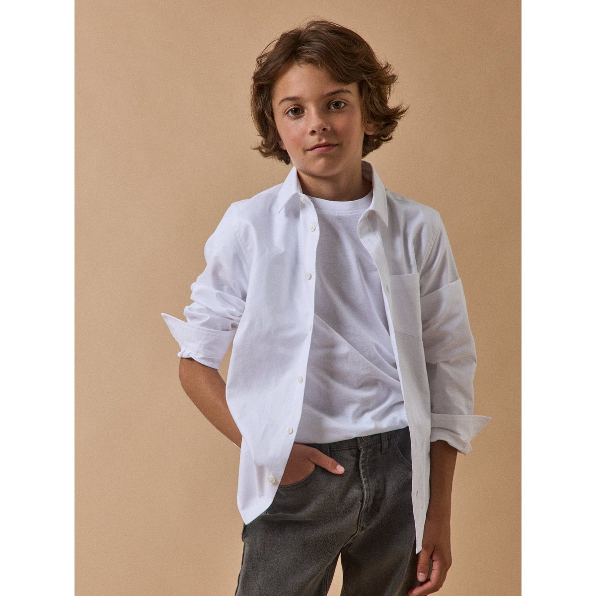 Chemise oxford - Collection fêtes et mariage blanc clair uni, CYRILLUS