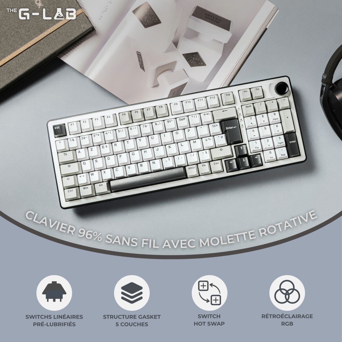 Clavier gamer sans fil KEYZ ELITE 400 WG couleur unique, THE G-LAB