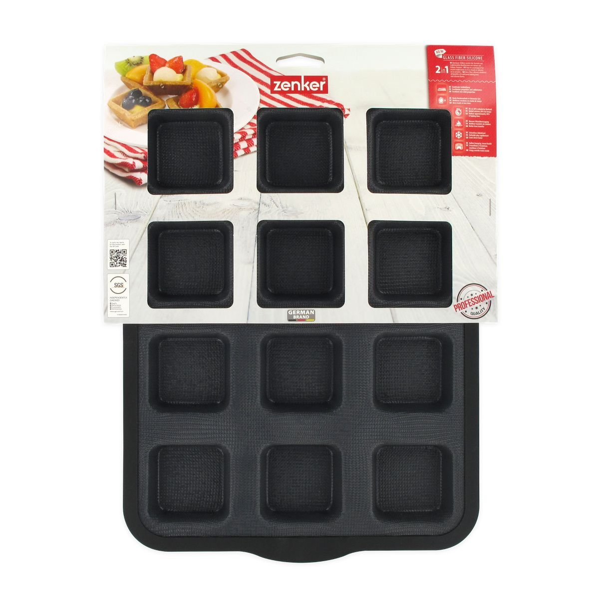 Moule à gâteaux 12 carrés noir, ZENKER