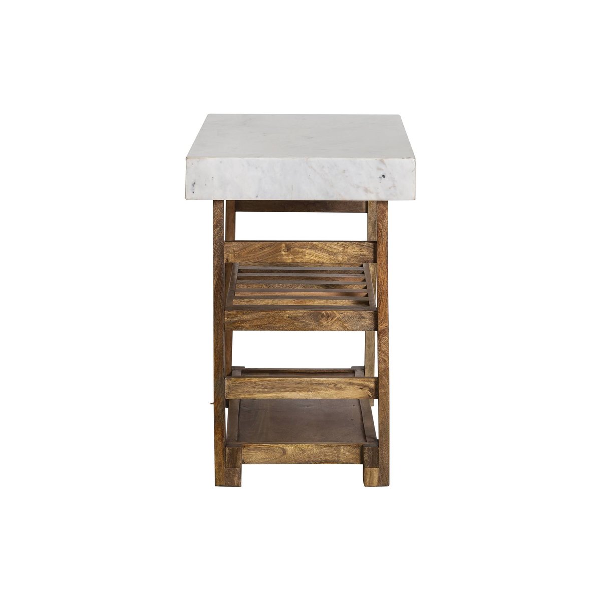 Billot en bois massif et marbre LOUCA blanc, MADE IN MEUBLES 