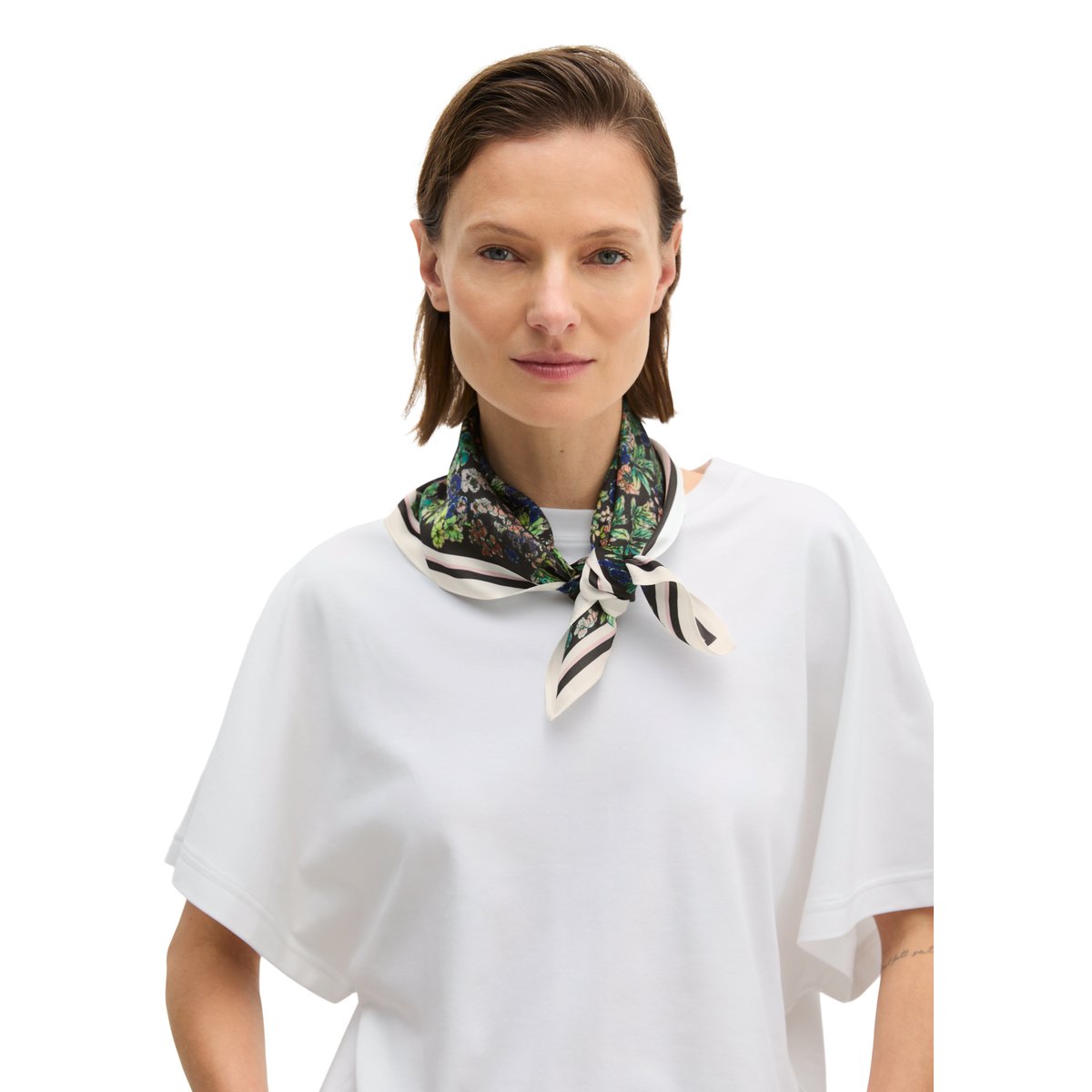 Foulard en satin avec un imprimé décontracté marron, MARC O'POLO