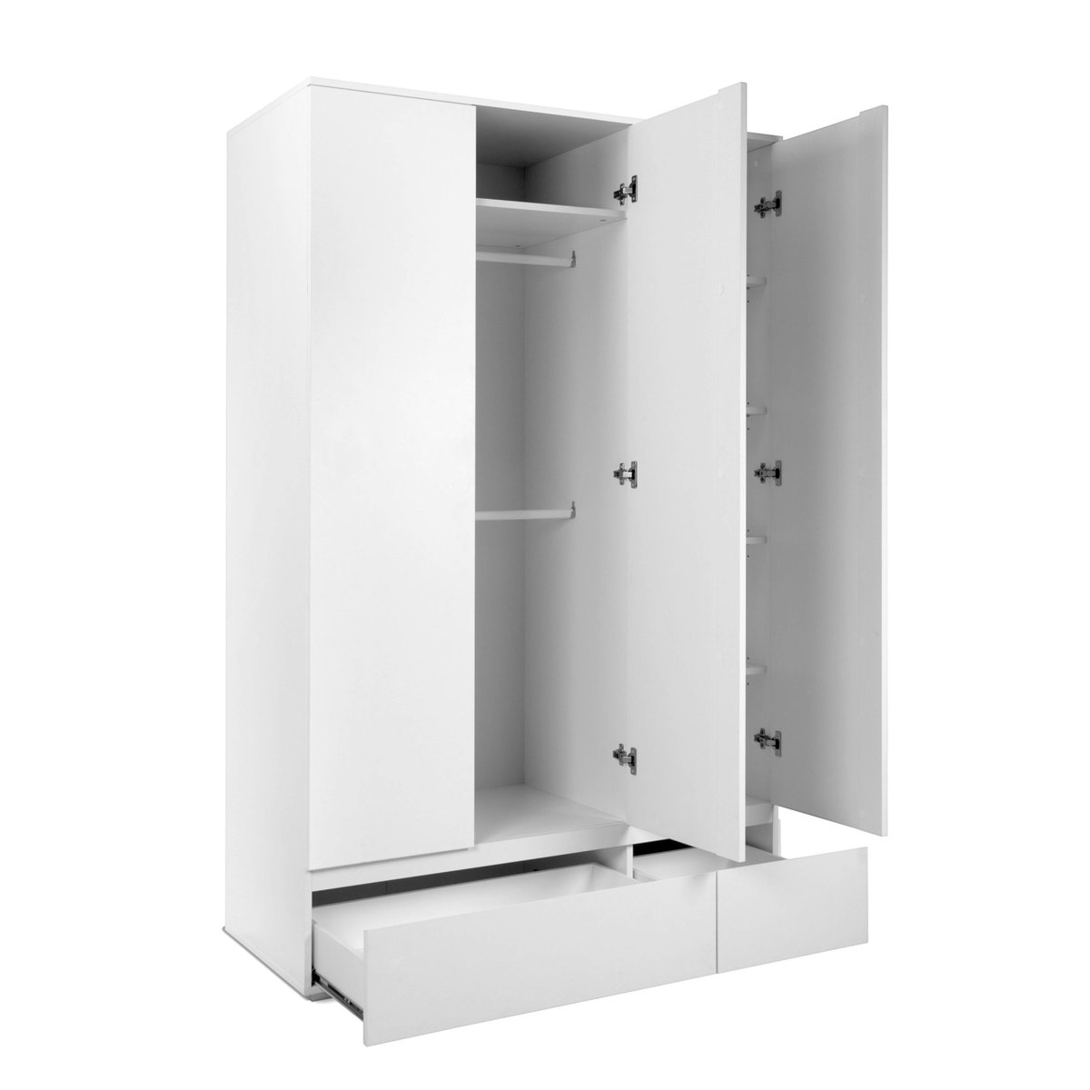Armoire penderie blanche 3 portes 2 tiroirs ALVA blanc, PIER IMPORT
