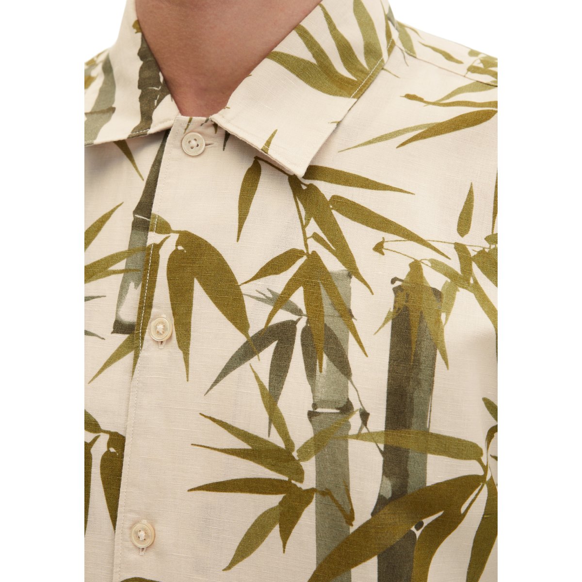 Chemise à manches courtes regular en lin et en coton bio marron, MARC O'POLO