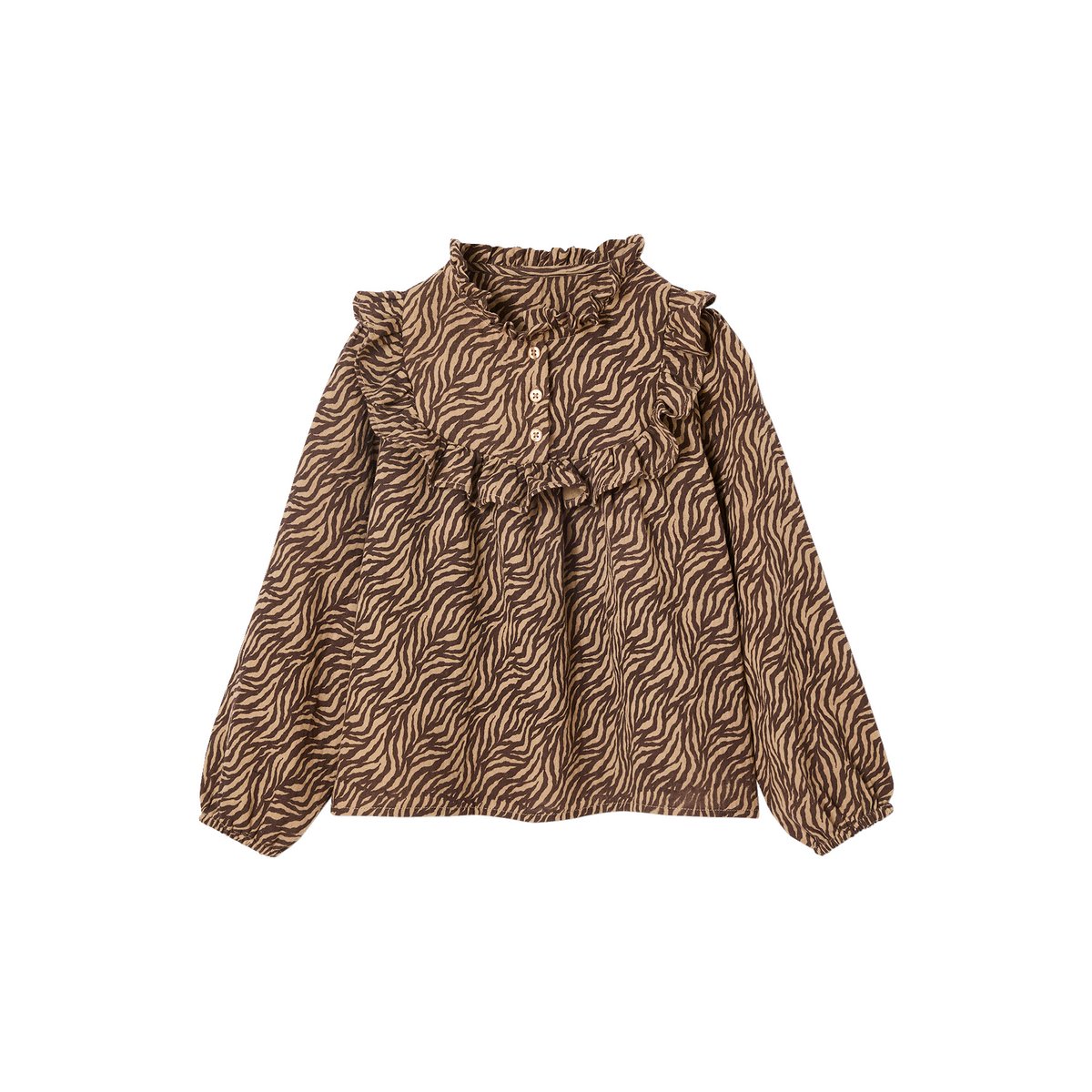 Blouse en gaze de coton motif zébré chocolat, VERTBAUDET