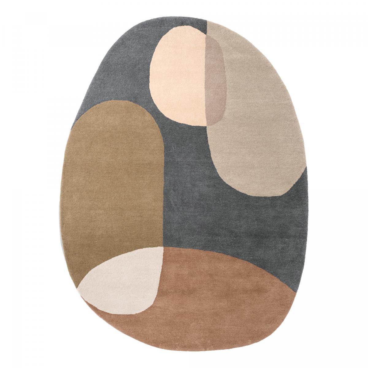 Tapis salon et chambre fait à la main en laine motif abstrait MILLER bleu, vert,taupe, UN AMOUR DE TAPIS
