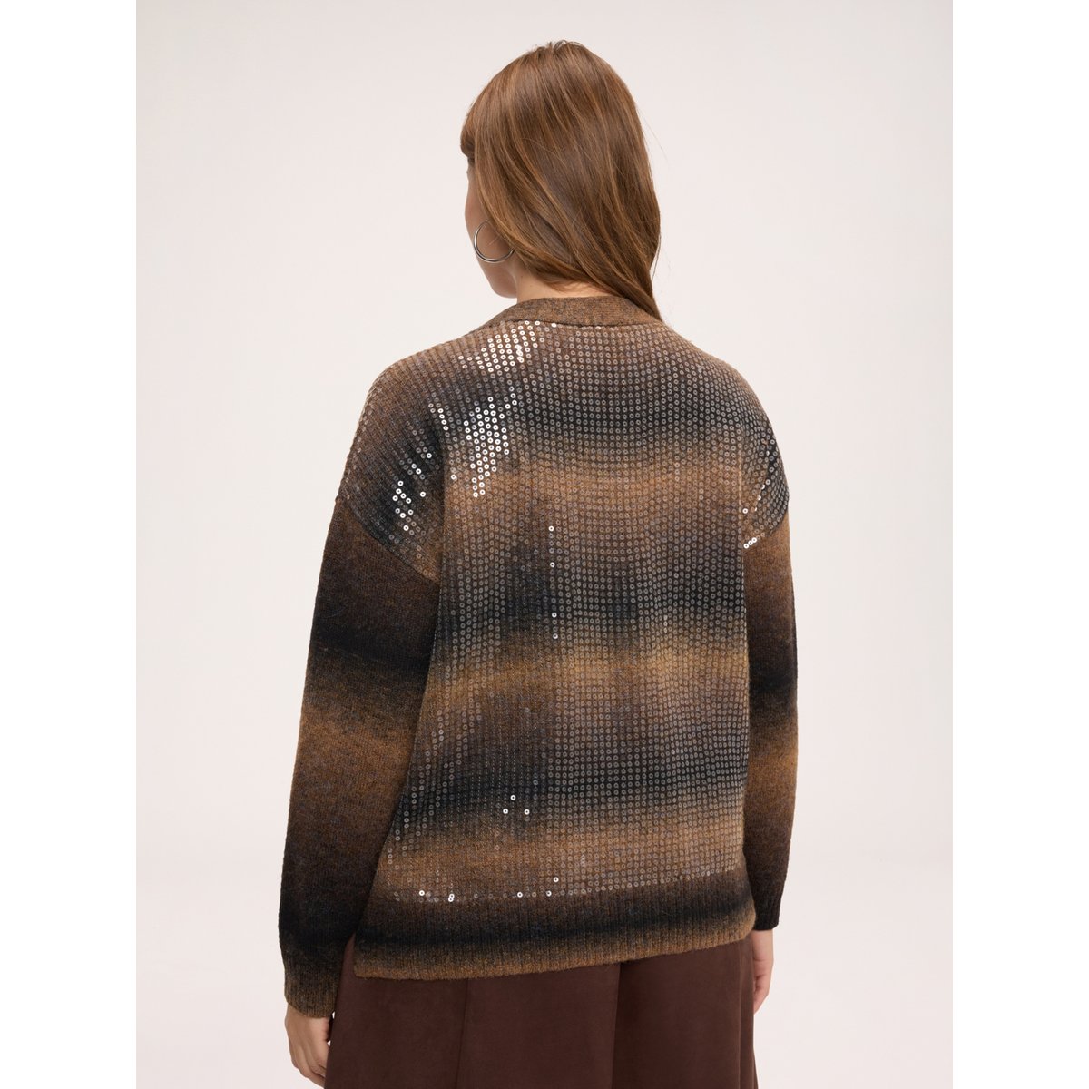 Pull dégradé à paillettes marron, FIORELLA RUBINO