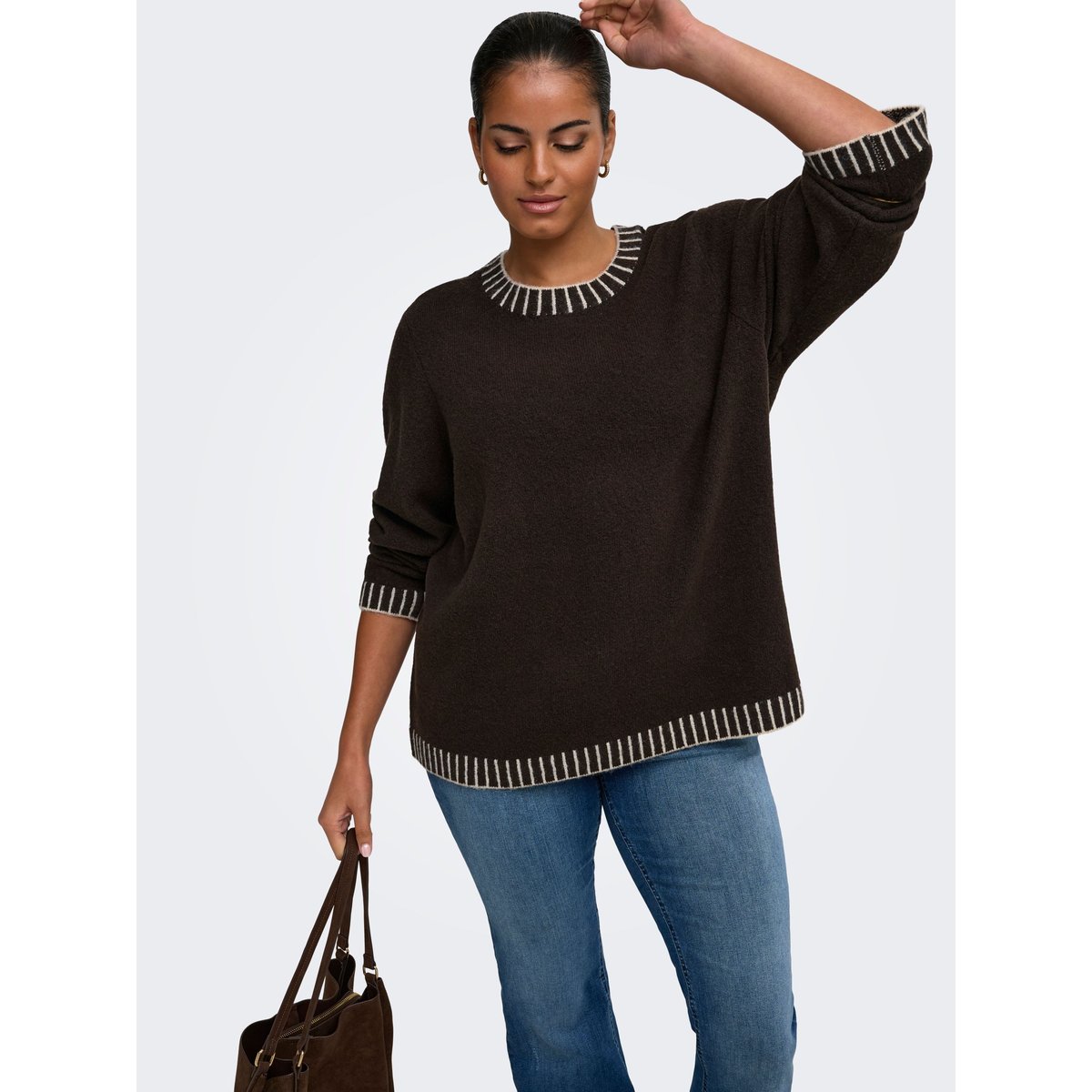 Pull En Maille marron - chocolate torte 1, ONLY CARMAKOMA