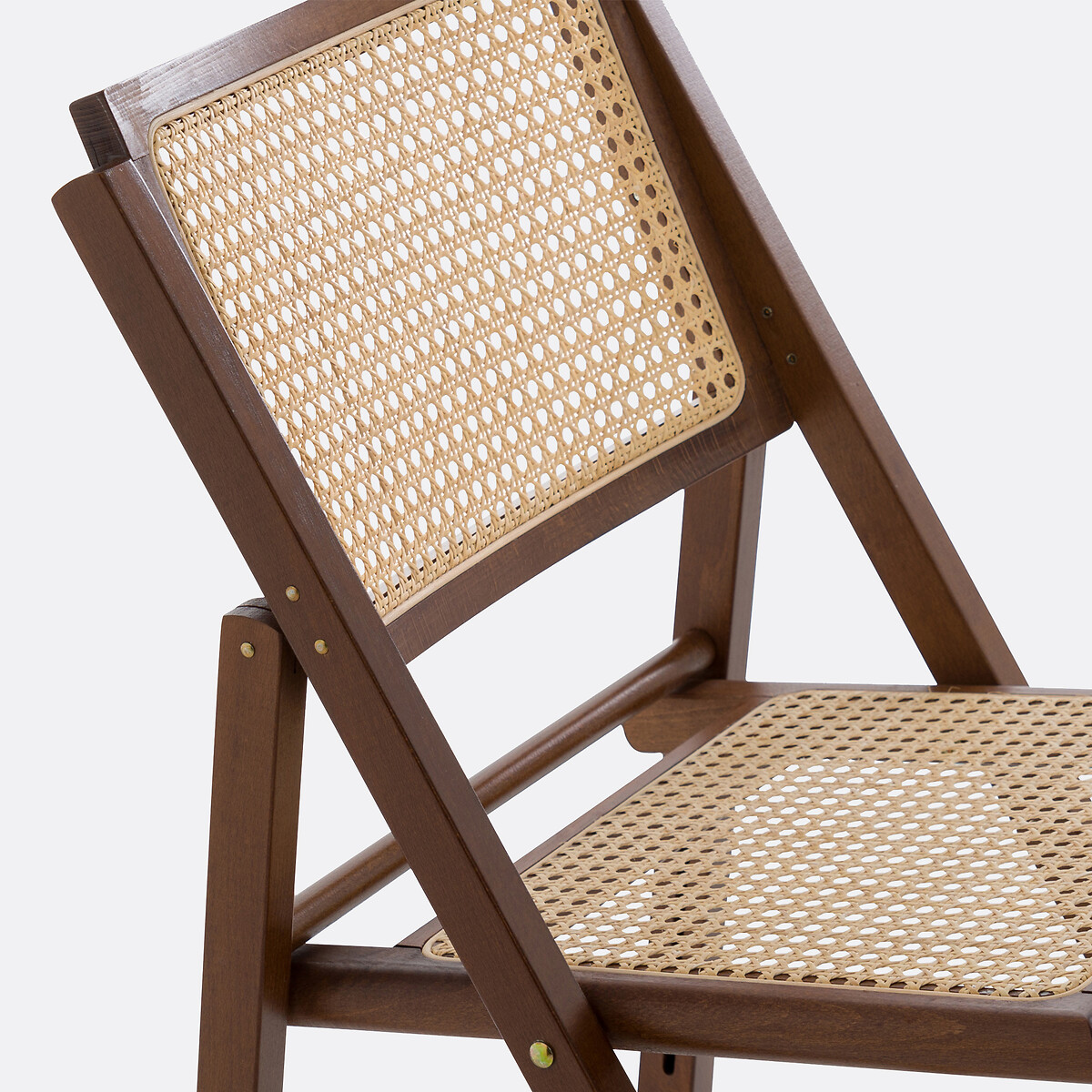 Lot de 2 chaises pliantes hêtre et cannage, Rivia noyer, LA REDOUTE INTERIEURS